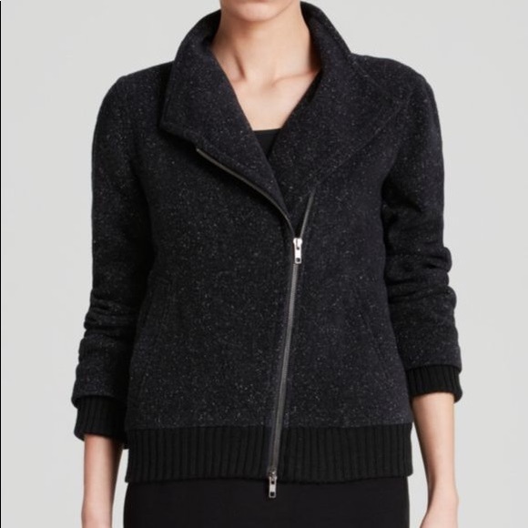 Eileen Fisher Jackets & Blazers - Eileen Fisher asymmetric black tweed moto jacket
